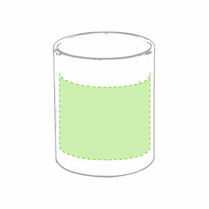 Centrado en el frente de la taza