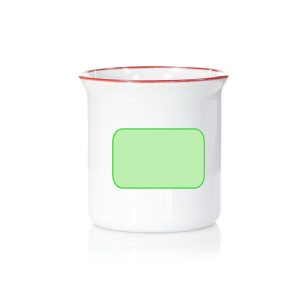 Centrado en el frente de la taza