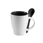 Tazas con logo, cuchara e impresión circular de 250ml Colorspoon color negro