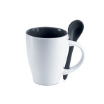 Tazas con logo, cuchara e impresión circular de 250ml Colorspoon color negro