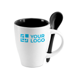 Tazas con logo, cuchara e impresión circular de 250ml Colorspoon color negro vista de impresión