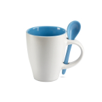 Tazas con logo, cuchara e impresión circular de 250ml Colorspoon color azul