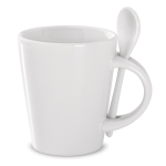 Tazas impresas con imagen circular y cuchara de 300ml Sublimcon color blanco