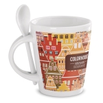 Tazas impresas con imagen circular y cuchara de 300ml Sublimcon color blanco vista principal segunda vista