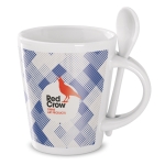 Tazas impresas con imagen circular y cuchara de 300ml Sublimcon color blanco cuarta vista principal