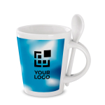 Tazas impresas con imagen circular y cuchara de 300ml Sublimcon vista de impresión