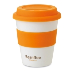 Tazas take away personalizadas baratas de plástico 350ml Takeaway color naranja vista principal