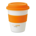 Tazas take away personalizadas baratas de plástico 350ml Takeaway color naranja tercera vista principal