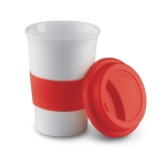 Taza de viaje de cerámica con tapa y cinta de silicona 400ml Takeaway Plus color rojo segunda vista