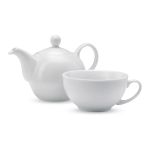 Set de tetera personalizada con taza de cerámica 400ml Tetera Duo color blanco segunda vista