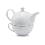 Set de tetera personalizada con taza de cerámica 400ml Tetera Duo color blanco cuarta vista