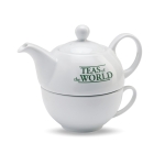 Set de tetera personalizada con taza de cerámica 400ml Tetera Duo color blanco vista principal