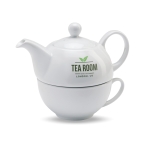Set de tetera personalizada con taza de cerámica 400ml Tetera Duo color blanco segunda vista principal