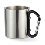 Tazas de acero inox con asa de mosquetón en color 220ml Metalhook color negro