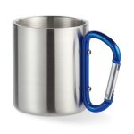 Tazas de acero inox con asa de mosquetón en color 220ml Metalhook color azul