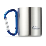Tazas de acero inox con asa de mosquetón en color 220ml Metalhook color azul vista principal segunda vista