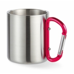 Tazas de acero inox con asa de mosquetón en color 220ml Metalhook color rojo
