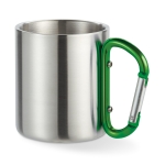 Tazas de acero inox con asa de mosquetón en color 220ml Metalhook color verde