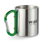 Tazas de acero inox con asa de mosquetón en color 220ml Metalhook color verde segunda vista principal
