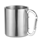 Tazas de acero inox con asa de mosquetón en color 220ml Metalhook color plateado mate