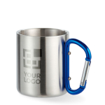 Tazas de acero inox con asa de mosquetón en color 220ml Metalhook vista de impresión