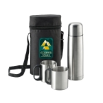 Set de termo personalizado con tazas de acero 500ml Picnic Set color plateado imagen con logo