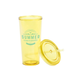 Vasos con pajita y color transparente de 750ml Straw color amarillo segunda vista