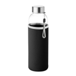 Botella de agua personalizada de cristal con funda 500ml color negro