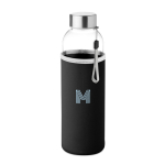 Botella de agua personalizada de cristal con funda 500ml color negro vista principal