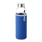 Botella de agua personalizada de cristal con funda 500ml color azul real