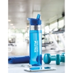 Bidones personalizados de tritán con boquilla plegable 650ml MetalRing color azul transparente vista bodegón principal