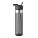 Bidones personalizados de tritán con boquilla plegable 650ml MetalRing color gris transparente
