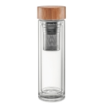 Botellas personalizadas vidrio borosilicato con infusor 420ml TeaBoo color transparente