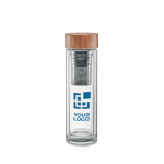 Botellas personalizadas vidrio borosilicato con infusor 420ml TeaBoo vista de impresión