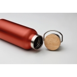 Botella de acero inoxidable personalizadas con tapa de bambú con asa 500ml Clip color rojo tercera vista