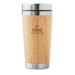 Tazas térmicas personalizadas de acero y bambú 400ml Bamboo color madera segunda vista principal