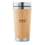 Tazas térmicas personalizadas de acero y bambú 400ml Bamboo color madera tercera vista principal