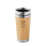Tazas térmicas personalizadas de acero y bambú 400ml Bamboo color madera vista de impresión