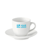 Taza de café espresso con plato de porcelana 80ml Lungo vista de impresión