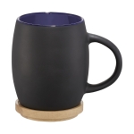 Taza de cerámica con base o tapa de madera 400ml Coaster color azul segunda vista frontal