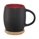 Taza de cerámica con base o tapa de madera 400ml Coaster color rojo segunda vista frontal