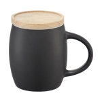 Taza de cerámica con base o tapa de madera 400ml Coaster color blanco vista detalle 1