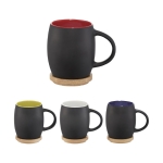 Taza de cerámica con base o tapa de madera 400ml Coaster color blanco segunda vista varios colores