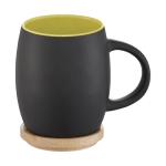 Taza de cerámica con base o tapa de madera 400ml Coaster color verde lima segunda vista frontal