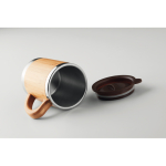 Elegante taza de acero con carcasa de bambú y asa 300ml Natural color madera cuarta vista