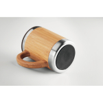 Elegante taza de acero con carcasa de bambú y asa 300ml Natural color madera quinta vista