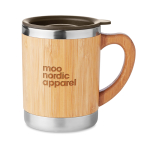 Elegante taza de acero con carcasa de bambú y asa 300ml Natural color madera vista principal