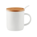 Taza de cerámica con tapa de bambú y cuchara de 380ml Topped color blanco tercera vista