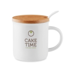 Taza de cerámica con tapa de bambú y cuchara de 380ml Topped color blanco segunda vista principal