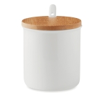 Taza de cerámica con tapa de bambú y cuchara de 380ml Topped color blanco cuarta vista